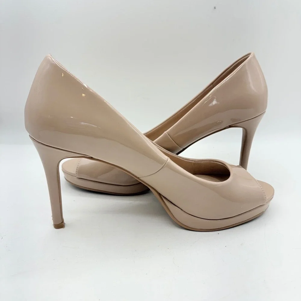 CL by Laundry Maca Nude Patent Peep Toe Platform‎ Pumps Heels Womens 9.5M